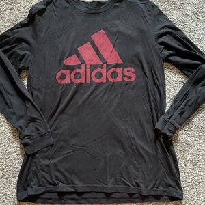 Adidas Black Long Sleeve Shirt with Red Logo